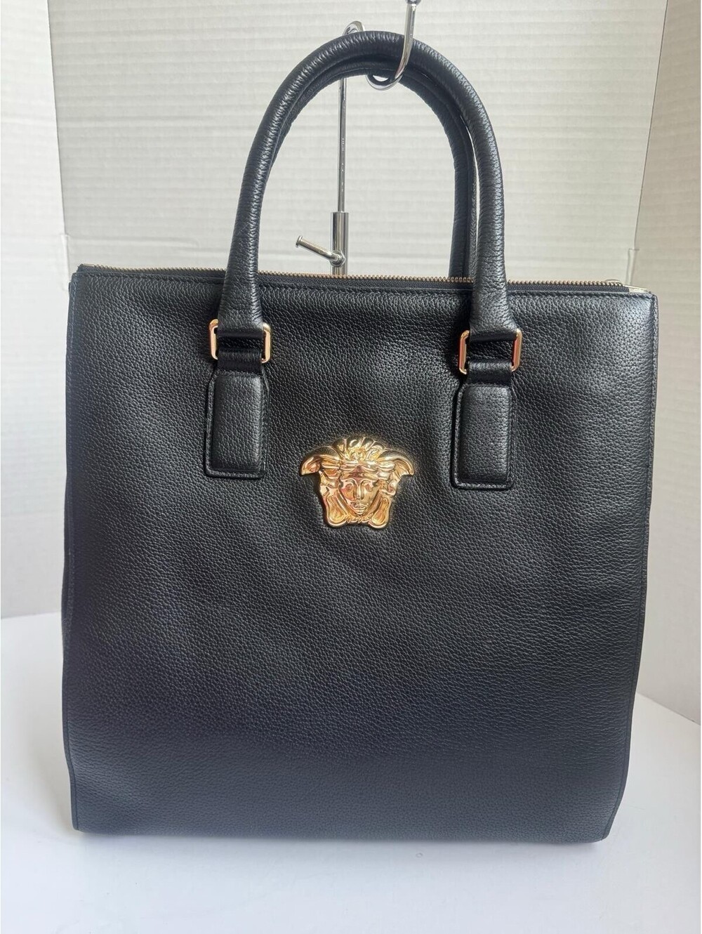 Versace Medusa Leather Tote Bag – Black Grained Calfskin